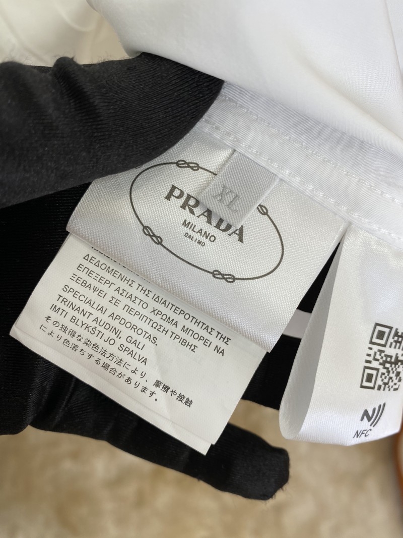 Prada Collar Triangle Logo Shirt White 8