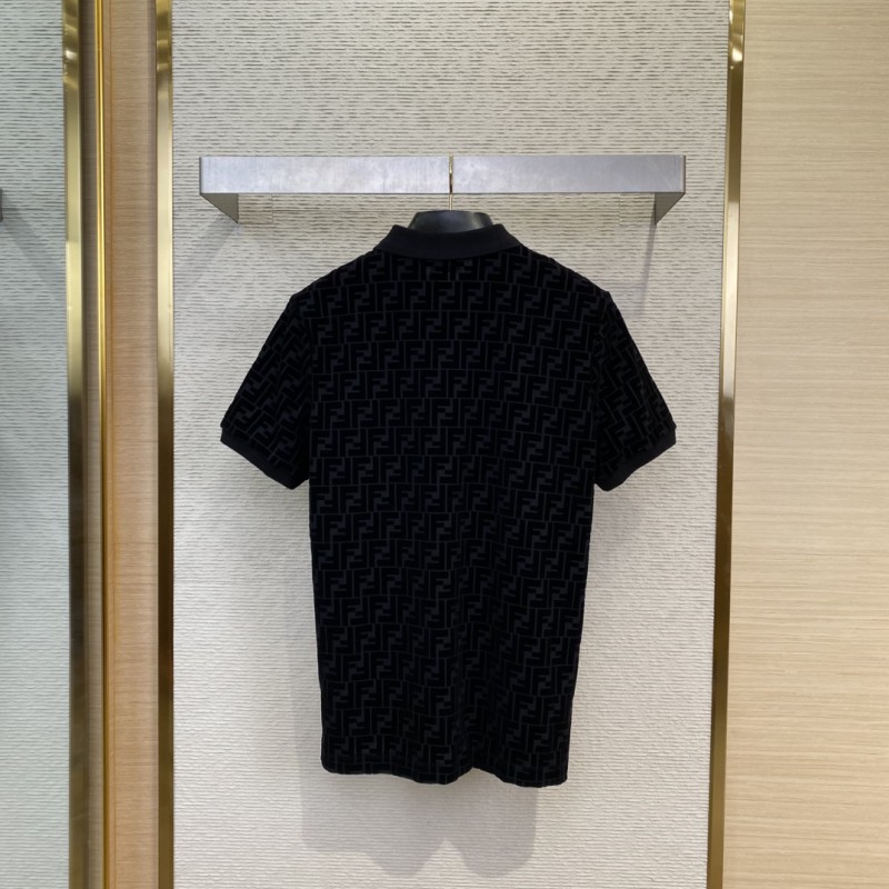 Fendi FF full print flocked polo shirt 1