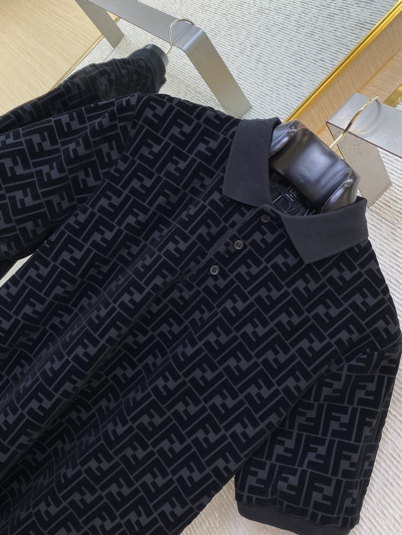 Fendi FF full print flocked polo shirt 5