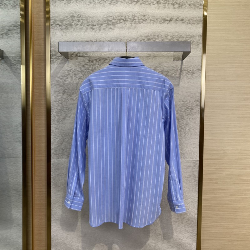 Dior co-branded embroidered striped lapel shirt 1