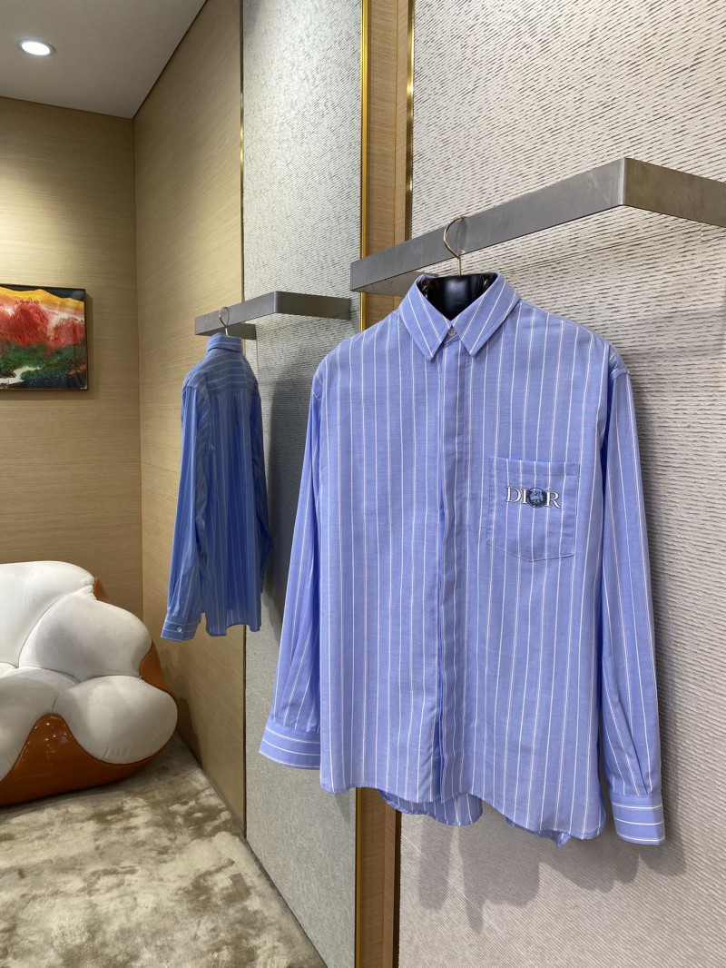 Dior co-branded embroidered striped lapel shirt 2