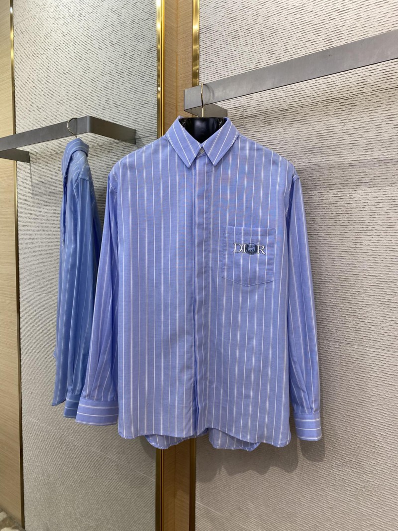Dior co-branded embroidered striped lapel shirt 4