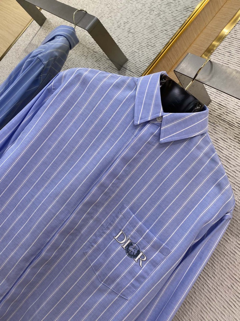 Dior co-branded embroidered striped lapel shirt 5
