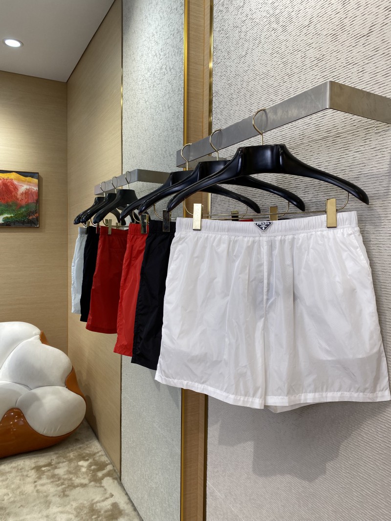 Prada Nylon Triangle Label Shorts White 2