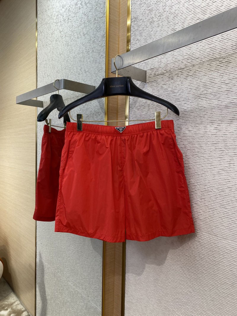 Prada Nylon Triangle Label Shorts Red 4