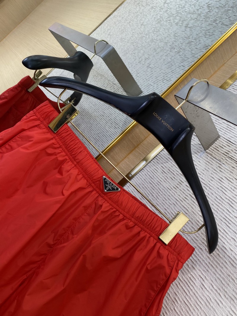 Prada Nylon Triangle Label Shorts Red 5