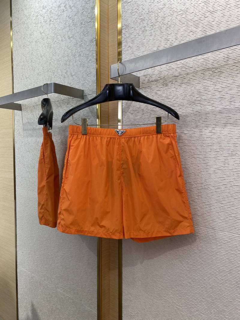 Prada Nylon Triangle Label Shorts Orange 4