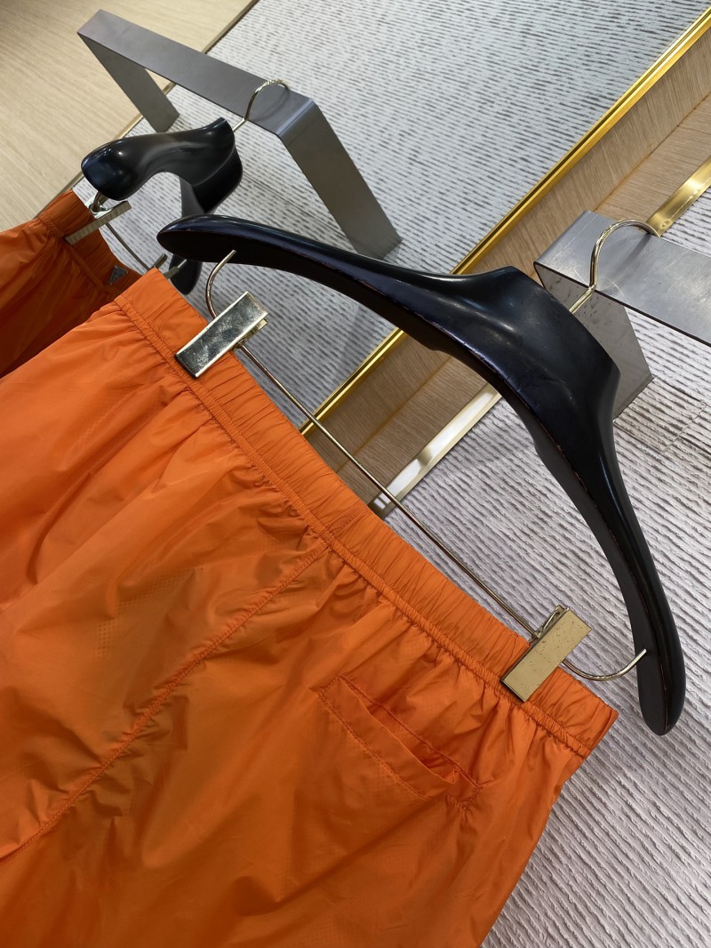 Prada Nylon Triangle Label Shorts Orange 7