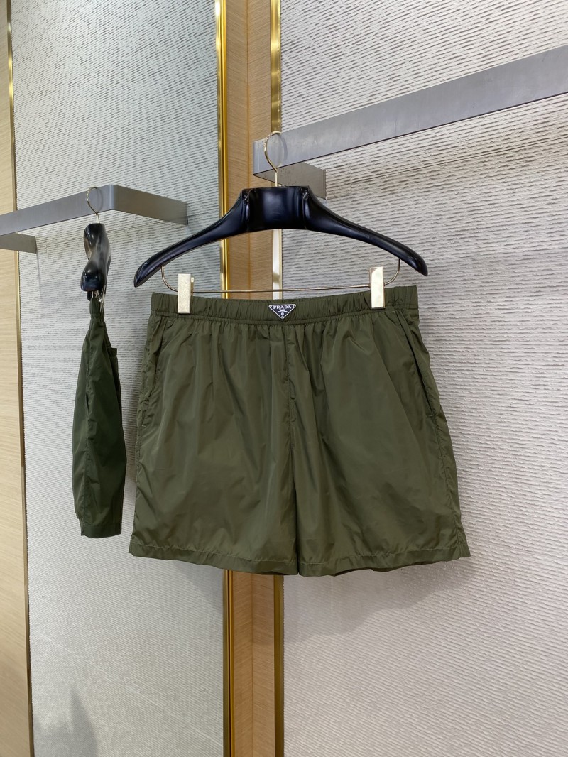 Prada Nylon Triangle Label Shorts Green 4