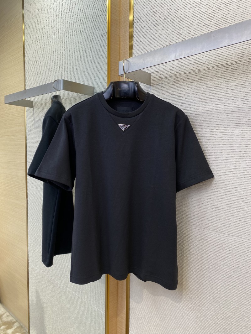 Prada New Triangle Neckline Steel Label Short Sleeve Navy Blue 2