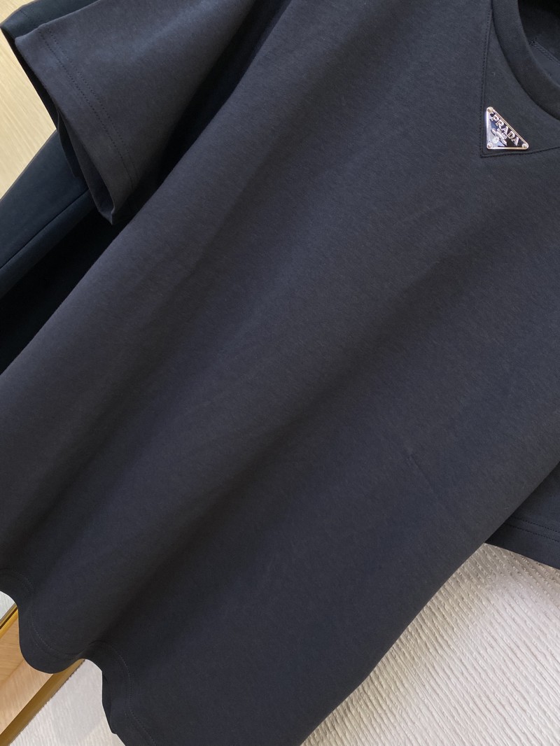 Prada New Triangle Neckline Steel Label Short Sleeve Black 5