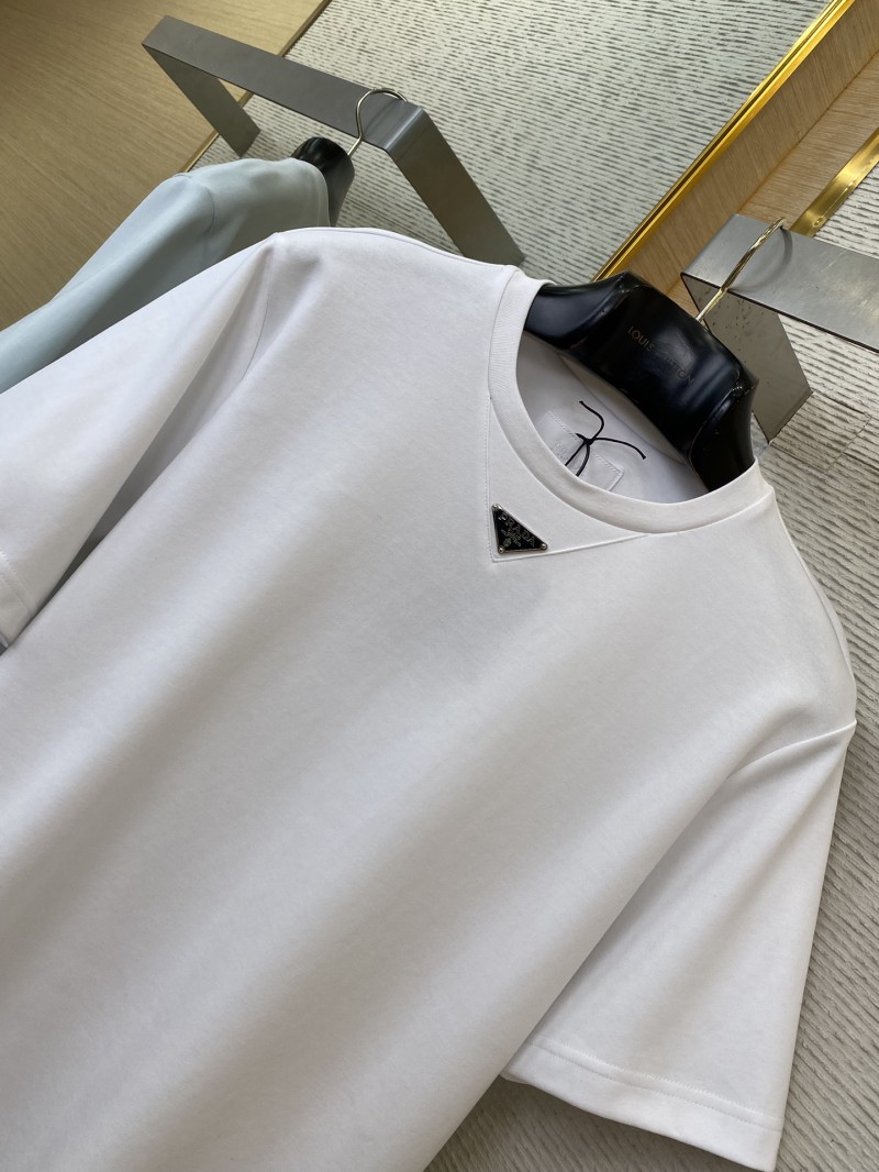 Prada New Triangle Neckline Steel Label Short Sleeve White 5