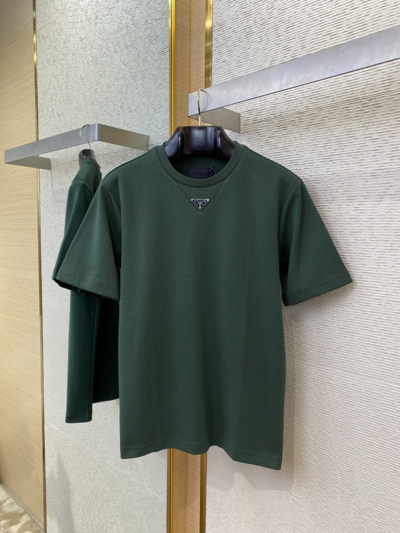 Prada New Triangle Neckline Steel Label Short Sleeve Green 4
