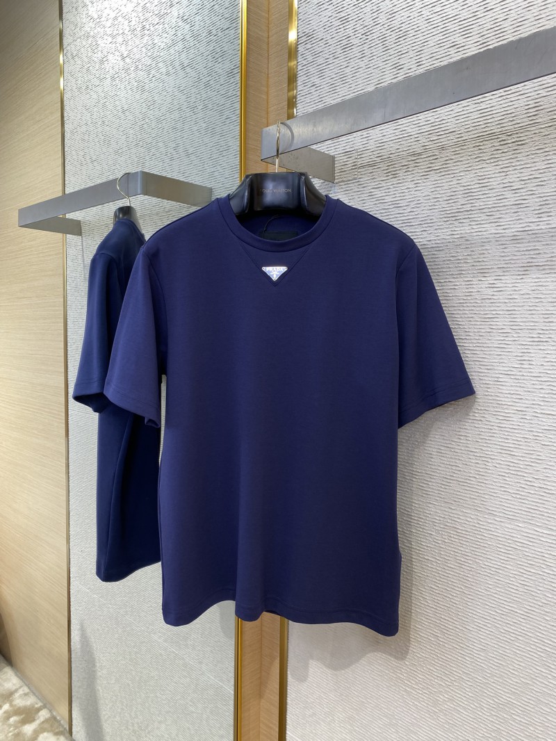 Prada New Triangle Neckline Steel Label Short Sleeve Navy Blue 4