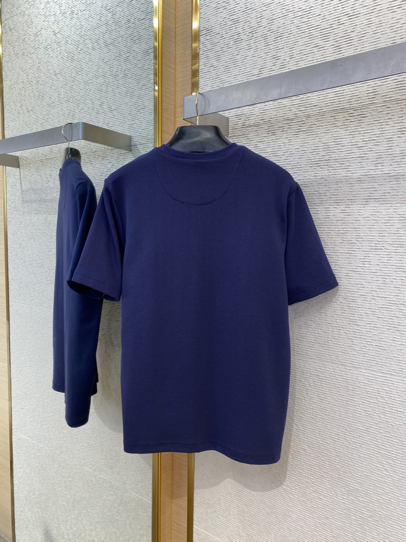 Prada New Triangle Neckline Steel Label Short Sleeve Navy Blue 6
