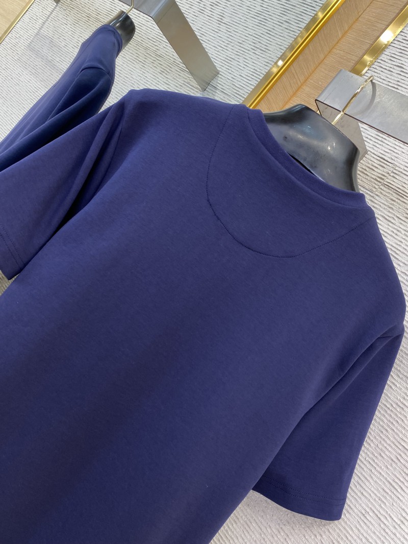 Prada New Triangle Neckline Steel Label Short Sleeve Navy Blue 7