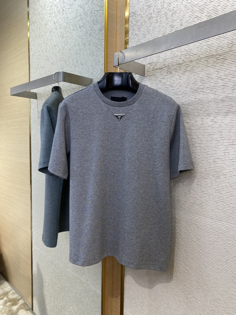 Prada New Triangle Neckline Steel Label Short Sleeve Grey 4
