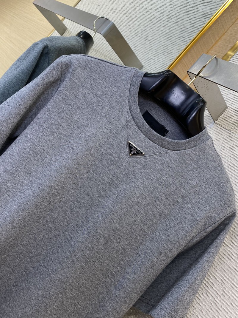 Prada New Triangle Neckline Steel Label Short Sleeve Grey 5