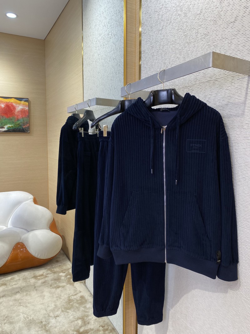 Fendi Logo Embroidered Corduroy Casual Sweatshirt 2