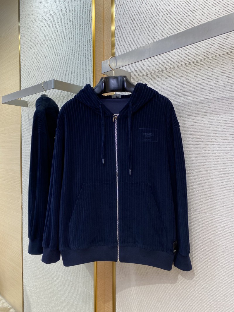 Fendi Logo Embroidered Corduroy Casual Sweatshirt 4