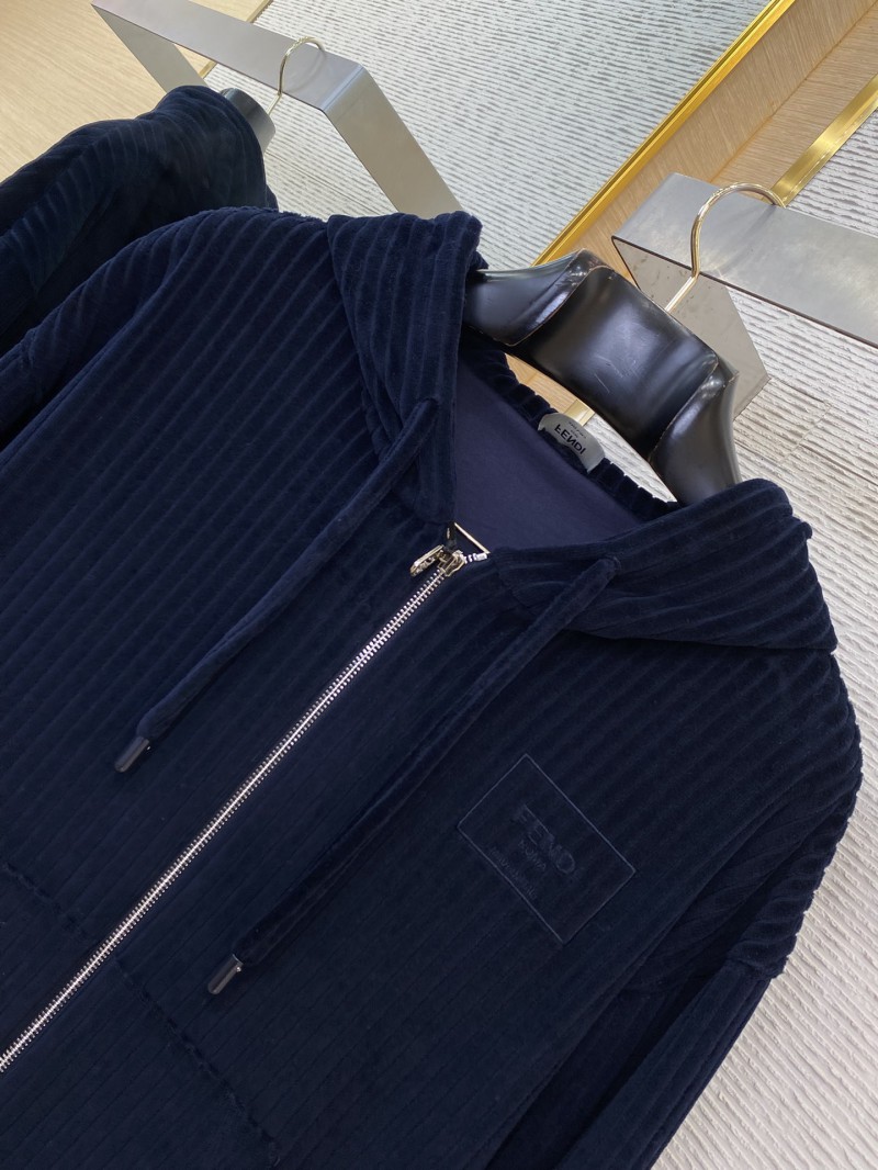 Fendi Logo Embroidered Corduroy Casual Sweatshirt 5