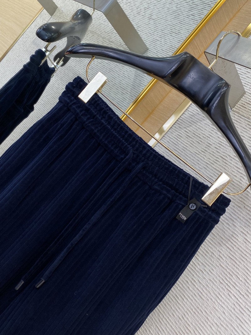 Fendi logo embroidered corduroy casual trousers 5