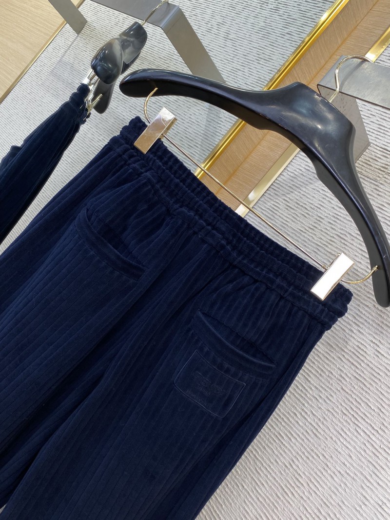 Fendi logo embroidered corduroy casual trousers 7