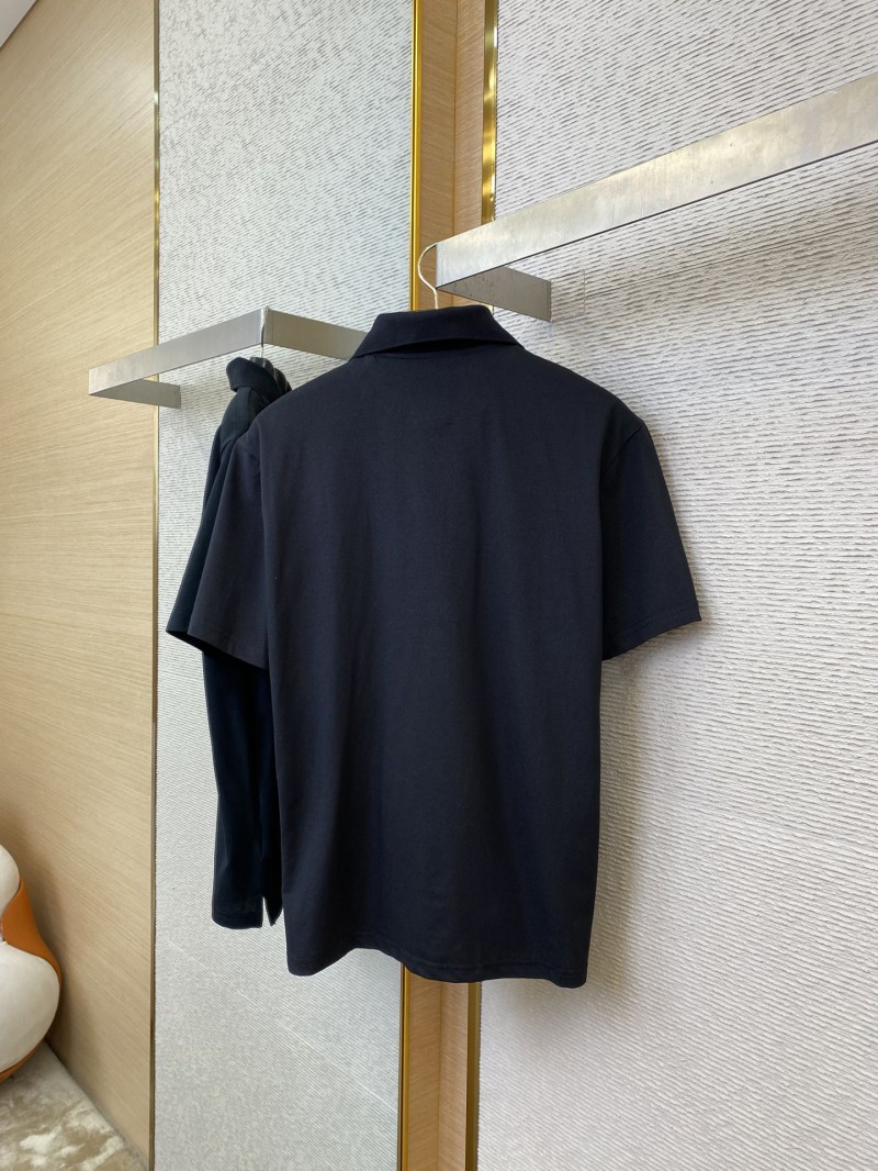 Prada Satin Beaded Floor Zip Polo Shirt Black 5