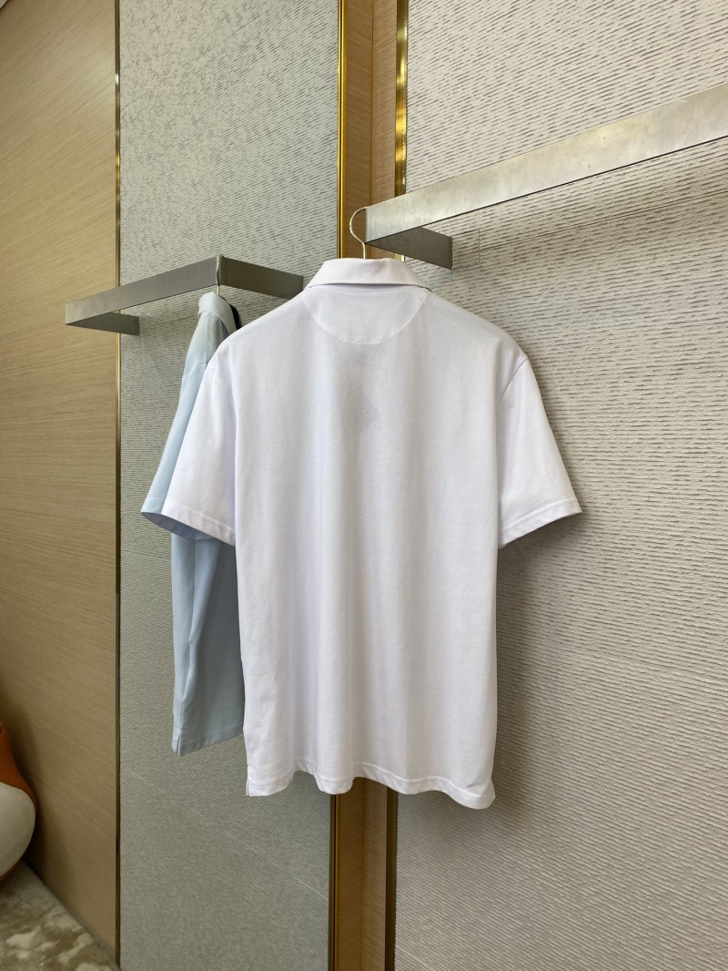 Prada Satin Beaded Floor Zip Polo Shirt White 5