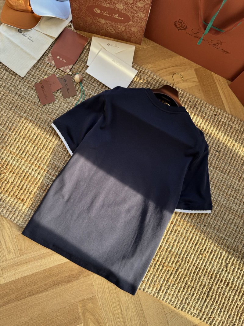 HERMES Short Sleeve T-Shirt with Clashing Cuffs Navy 6