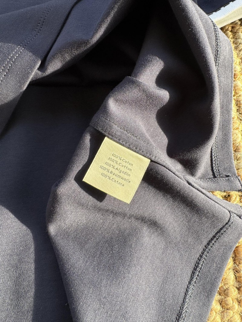 HERMES Short Sleeve T-Shirt with Clashing Cuffs Navy 8
