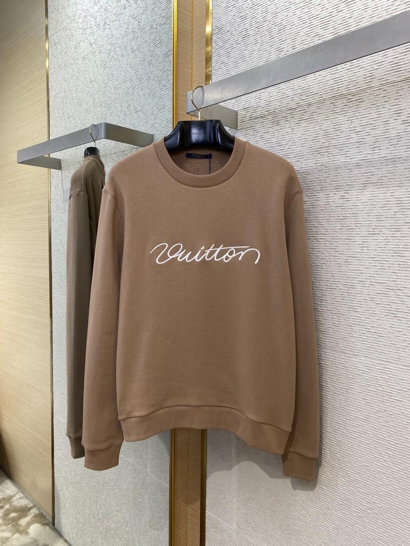 LV Hand Signed Embroidered Monogram Crew Sweatshirt Brown 4