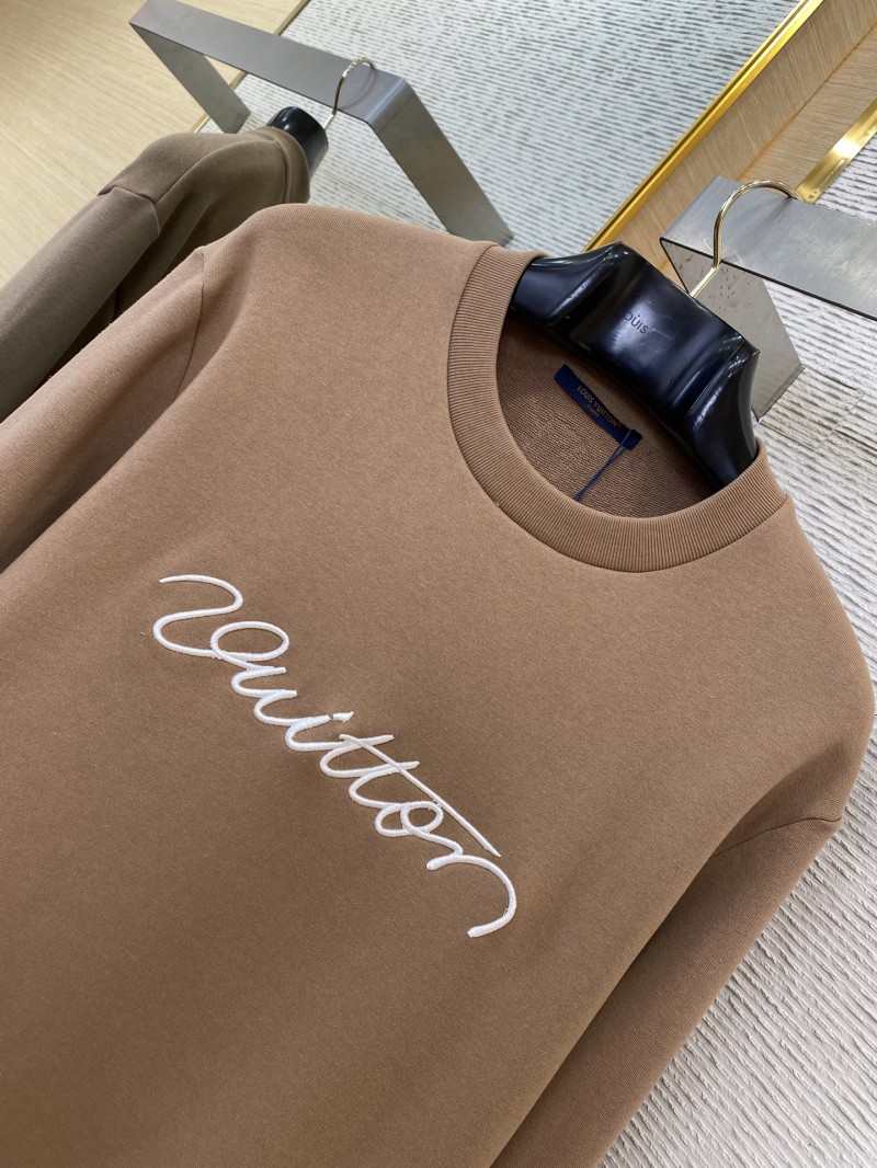 LV Hand Signed Embroidered Monogram Crew Sweatshirt Brown 5
