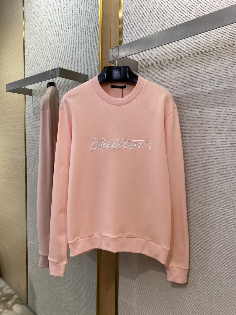 LV Hand Signed Embroidered Monogram Crew Sweatshirt Pink 4