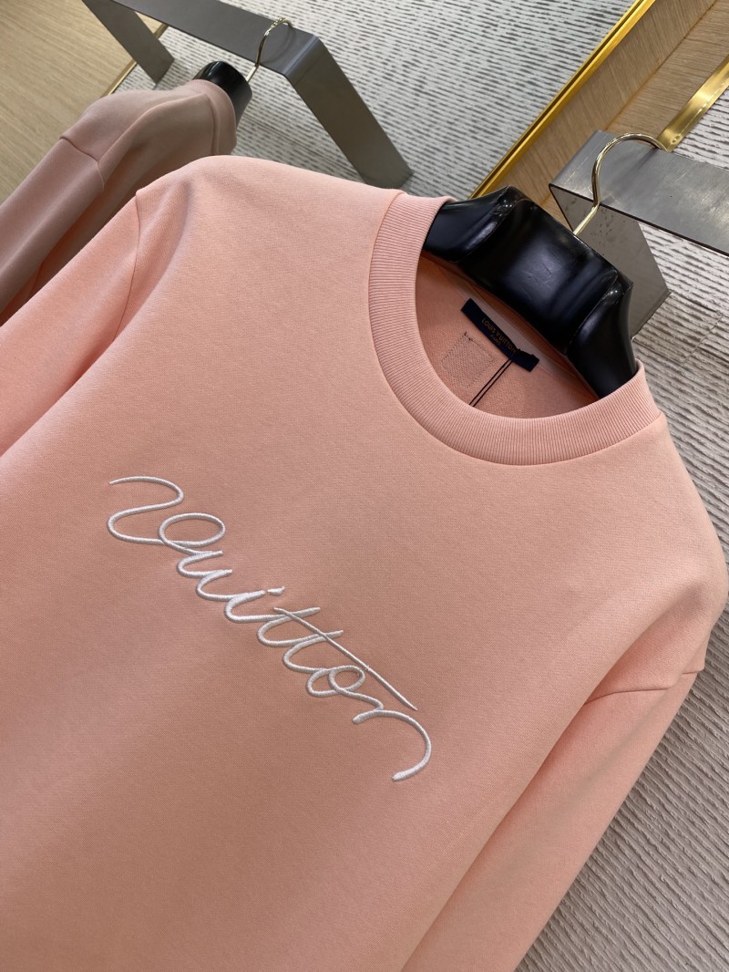 LV Hand Signed Embroidered Monogram Crew Sweatshirt Pink 5