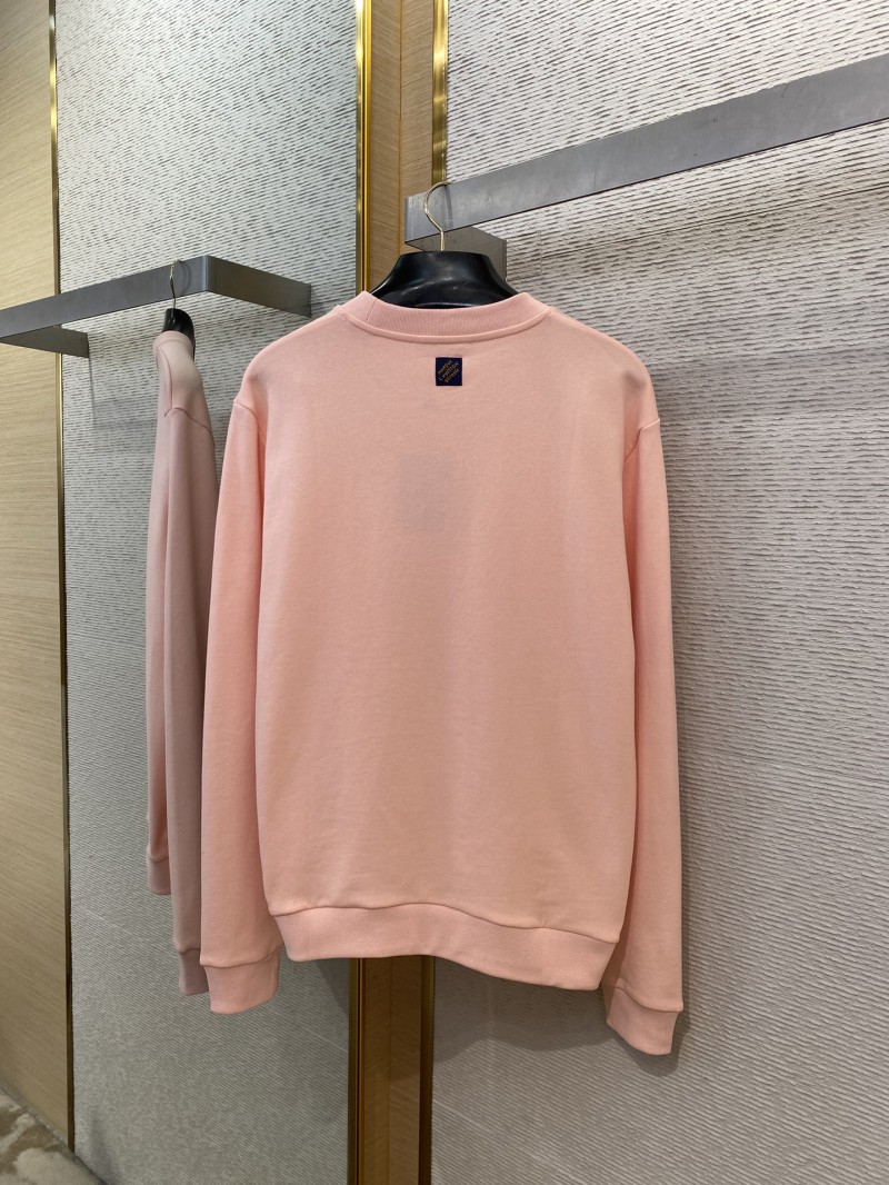 LV Hand Signed Embroidered Monogram Crew Sweatshirt Pink 6