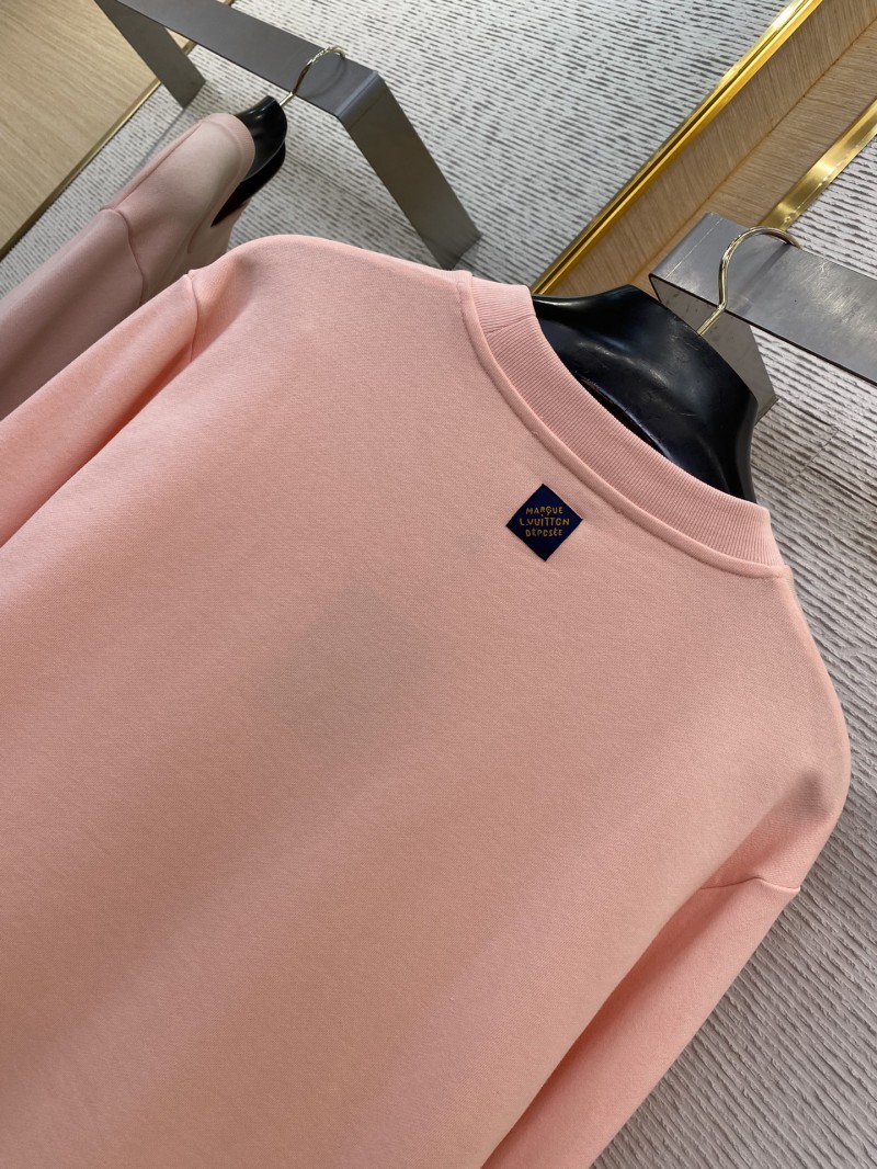 LV Hand Signed Embroidered Monogram Crew Sweatshirt Pink 7
