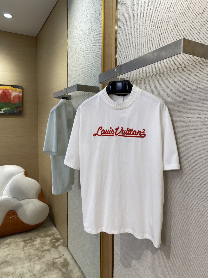 LV logo embroidered jersey collar short sleeve T-shirt 2