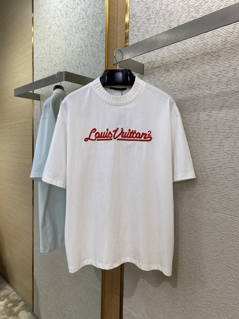 LV logo embroidered jersey collar short sleeve T-shirt 4