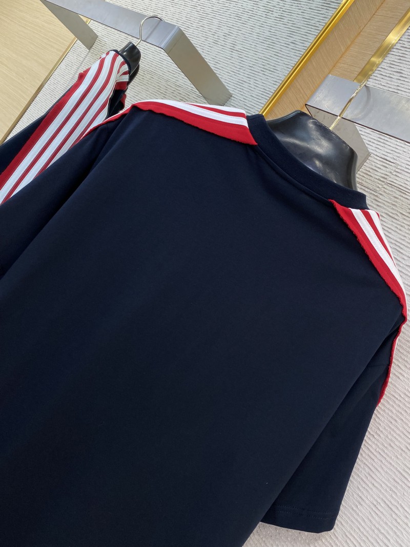 Balenciaga Shoulder Woven Stripe Embroidered Crew Neck Short Sleeve T-Shirt Black 7
