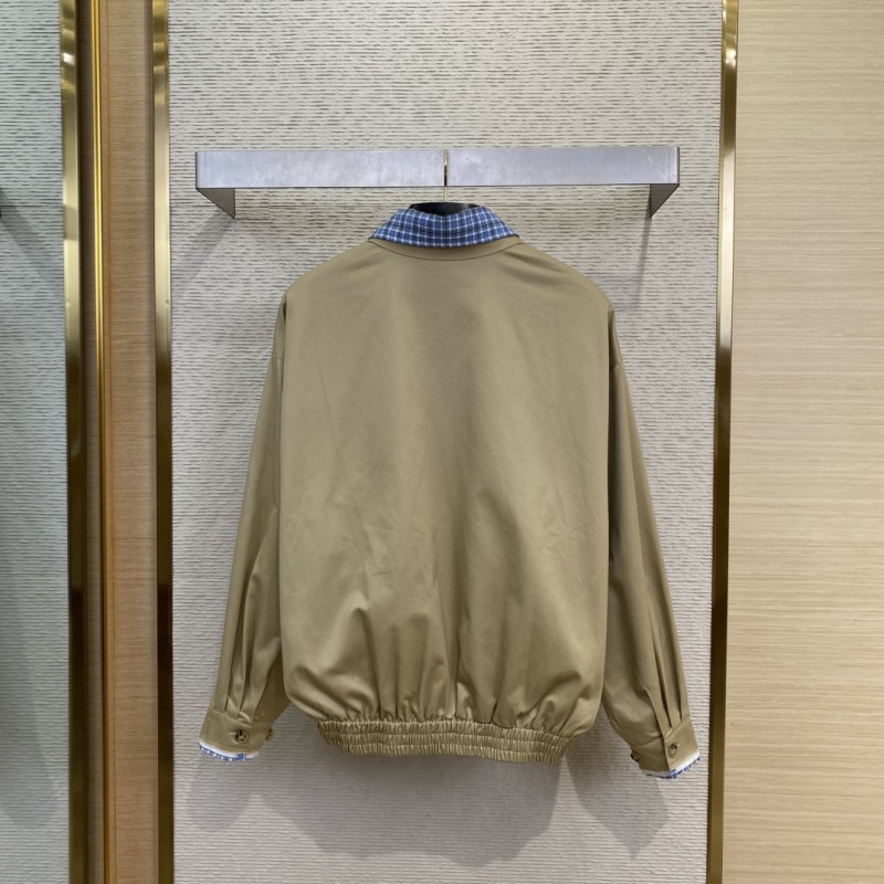 Miu Miu Check Removable Lapel Zip Jacket Coat 1