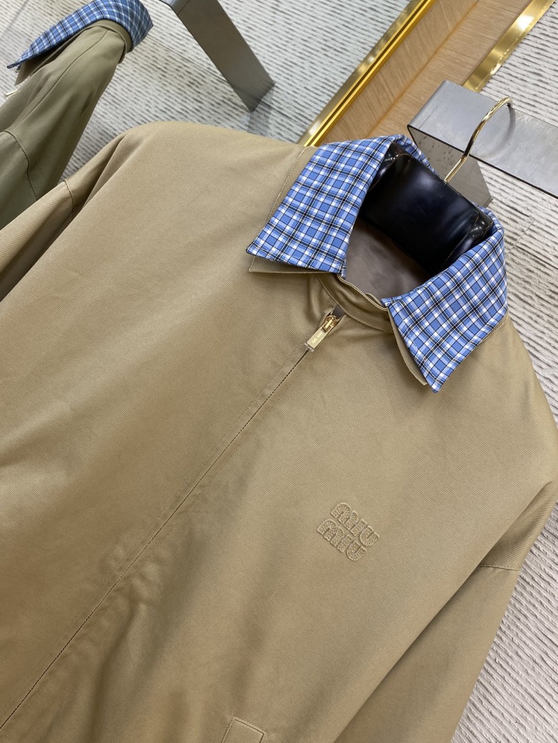 Miu Miu Check Removable Lapel Zip Jacket Coat 5
