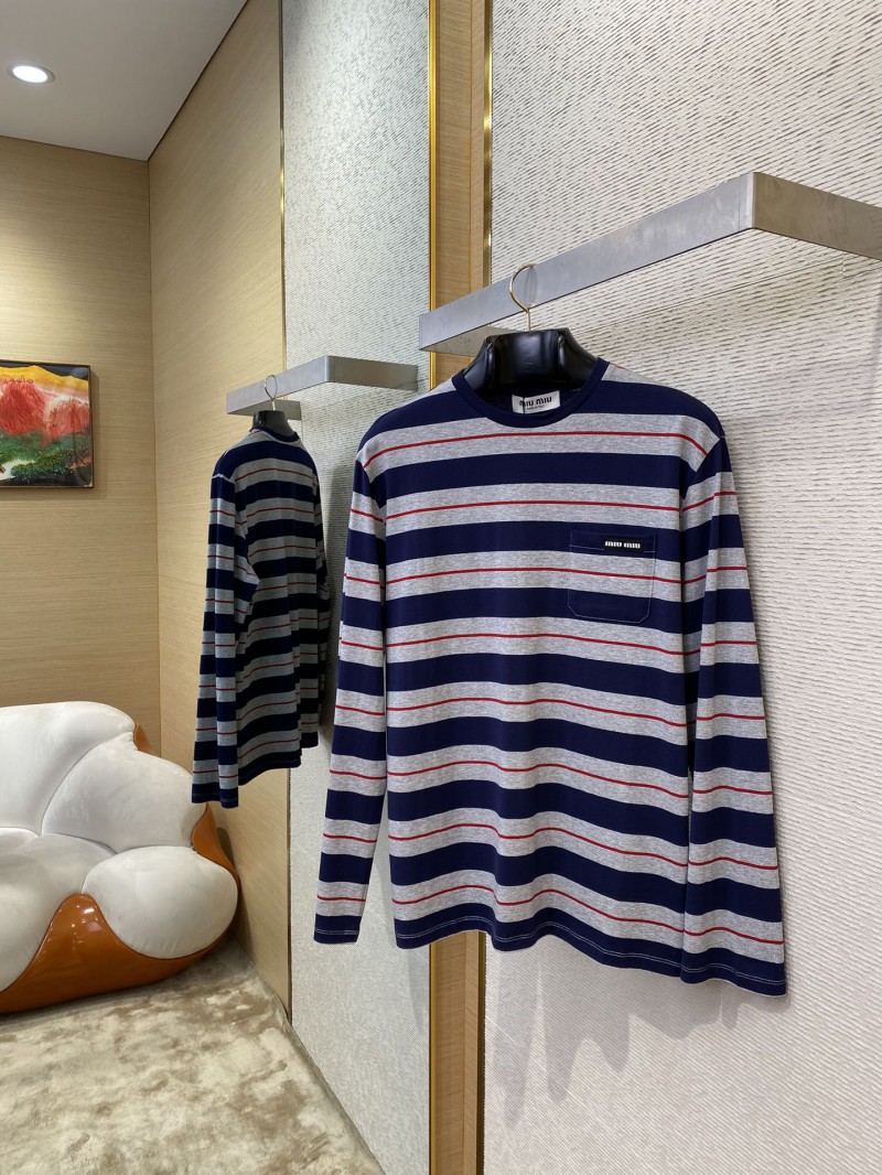 Miu Miu Striped Loose Long Sleeve T-Shirt 2