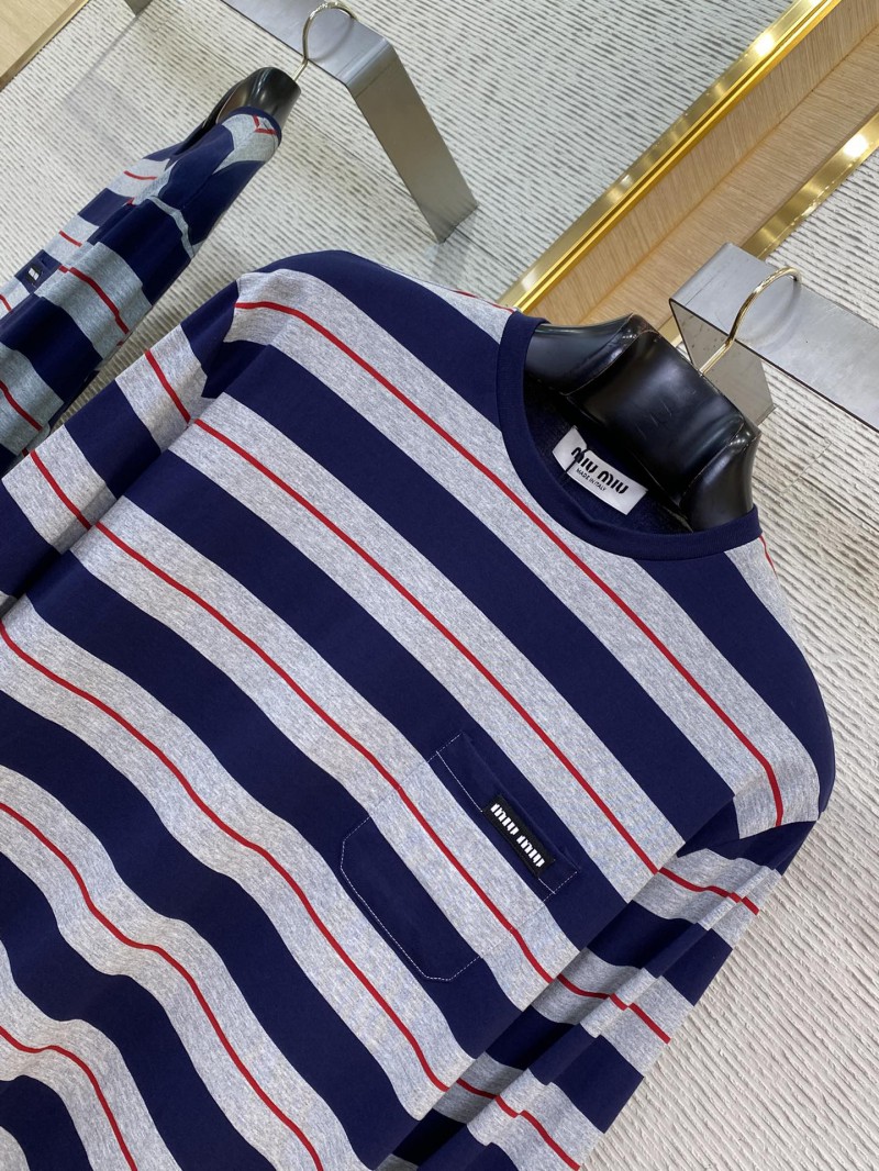 Miu Miu Striped Loose Long Sleeve T-Shirt 5