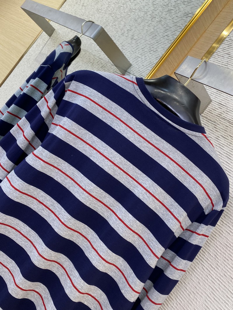 Miu Miu Striped Loose Long Sleeve T-Shirt 7