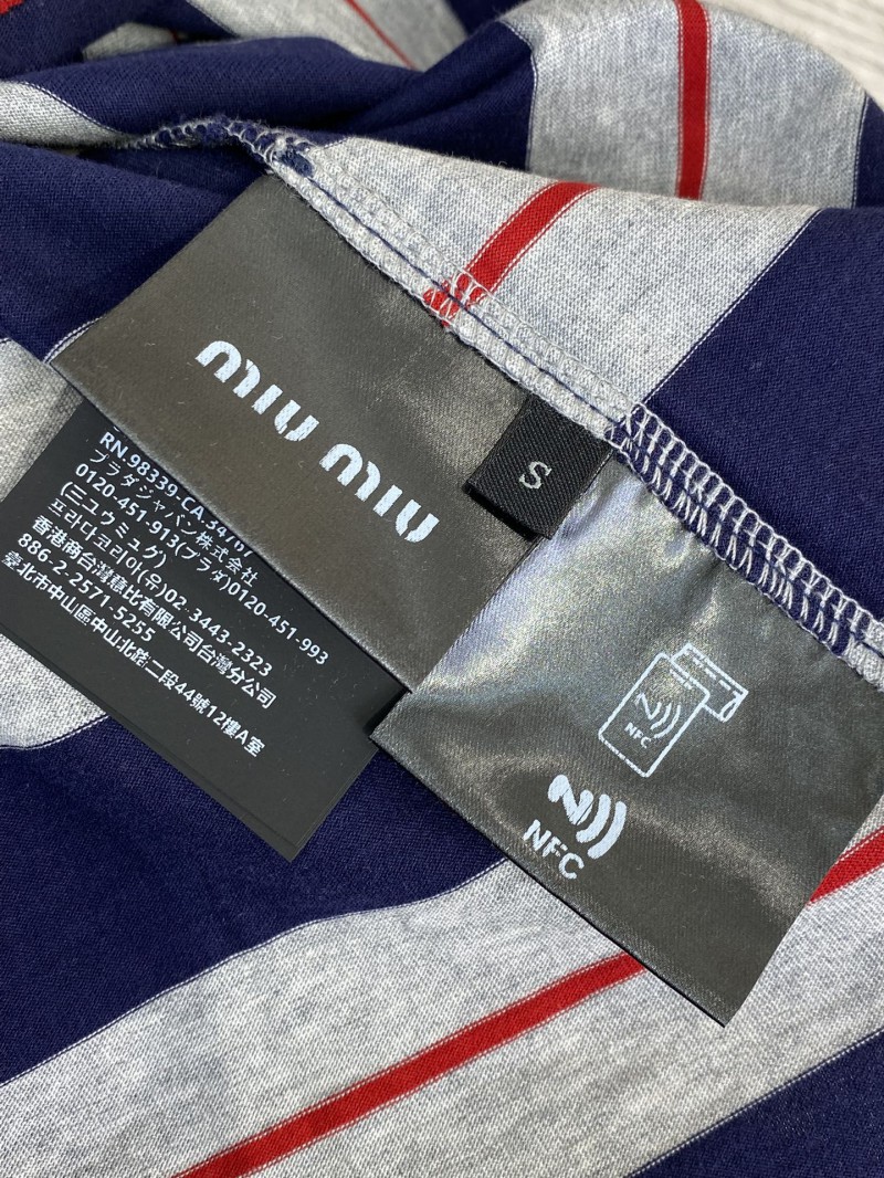 Miu Miu Striped Loose Long Sleeve T-Shirt 8
