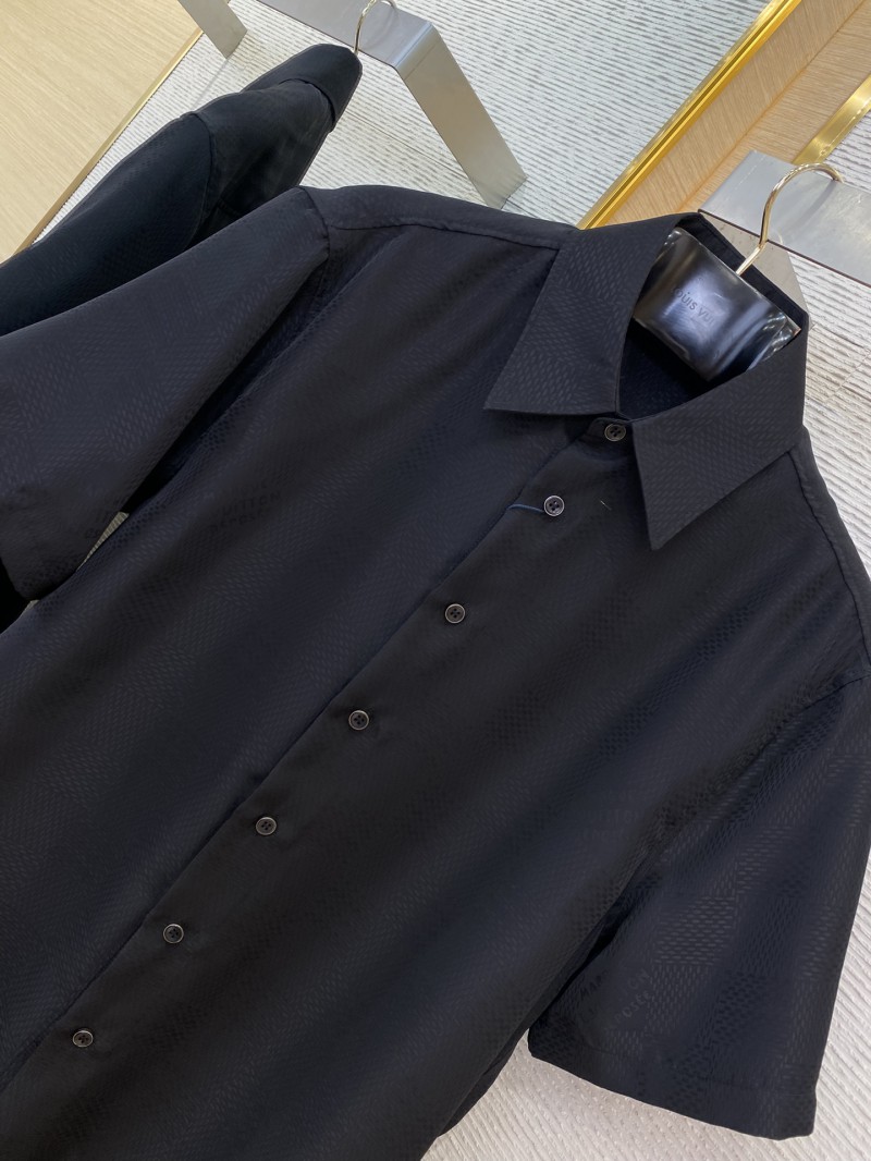 LV Checkered Jacquard Short Sleeve Shirt Black 5