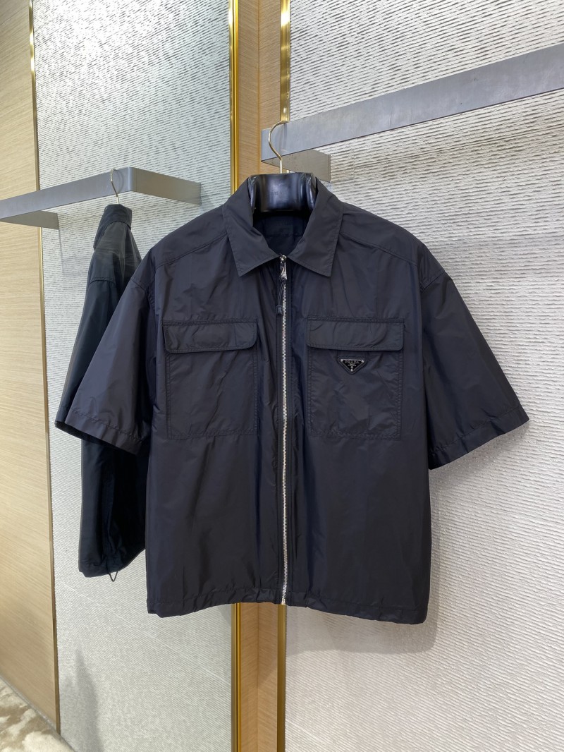 Prada Minimalist Recycled Nylon Short Sleeve Shirt Black 4