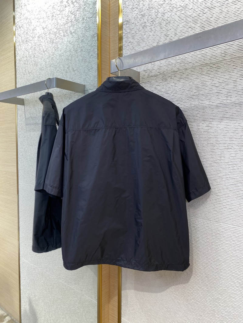 Prada Minimalist Recycled Nylon Short Sleeve Shirt Black 6