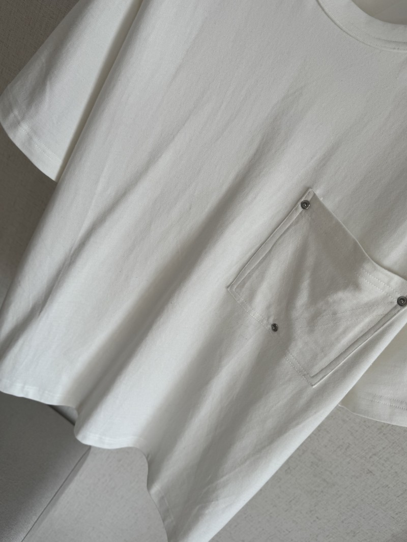 Bottega Veneta Pocket Studded Round Neck Short Sleeve White 3